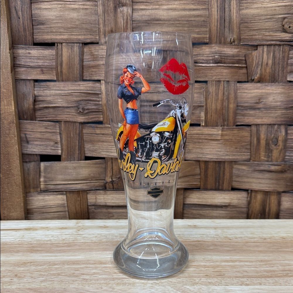 Harley-Davidson Glass with Red and Yellow Accents